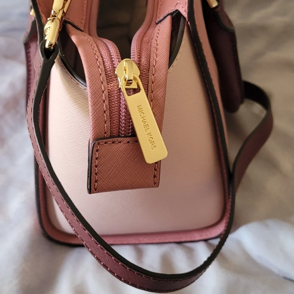Michael Kors Selma Medium Colorblock Leather Satchel Crossbody Rose Multi NWT - Picture 9 of 16